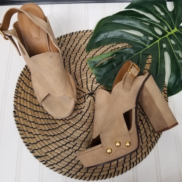 Chloe Shoes - Chloe suede platform block heel sandal 41